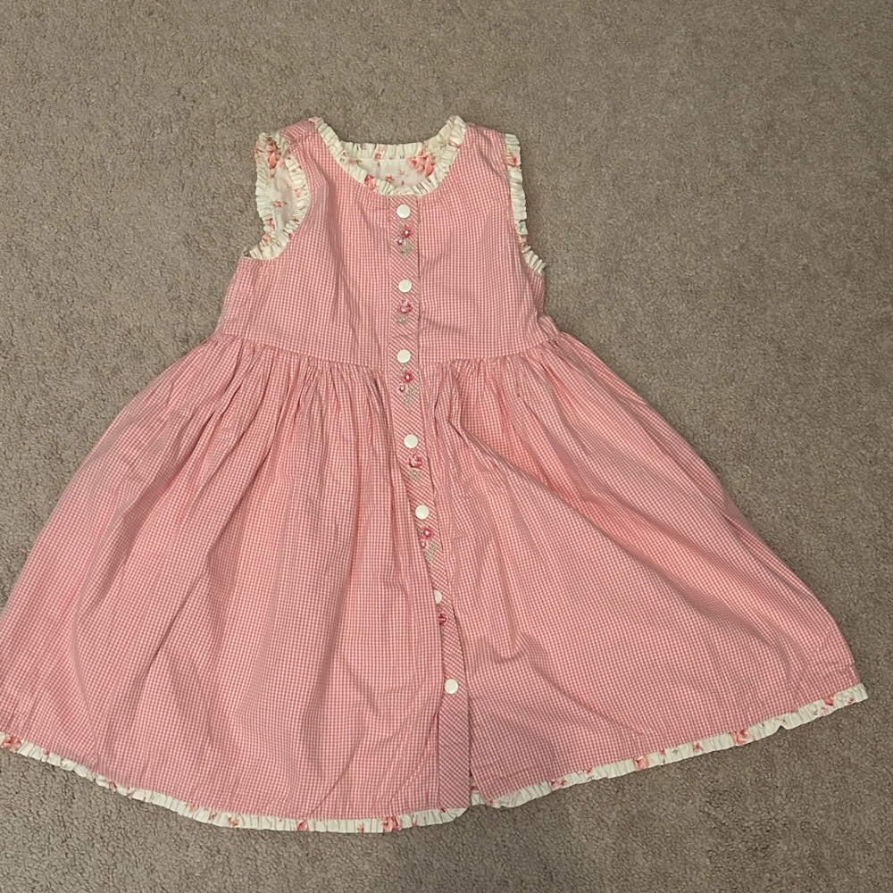 Adorable Reversible Floral White & Pink Sleeveless Girls Dress
